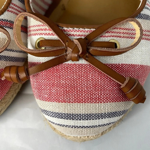 G.H. BASS & CO Kim Stripe Wedge Espadrille  Slingback Linen Coastal Beachy 9 - Picture 3 of 16